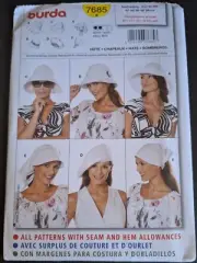 BURDA SEWING PATTERN - ADULT HATS - NEW - x6 Styles