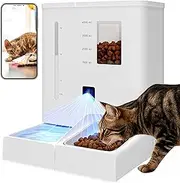 Advwin 2-in-1 Automatic Cat Feeder Waterer Set, 5G/2.4G WiFi Camera Pet Feeder with 2K HD Video and Night Vision, APP Control, Large Capacity Feeder for Cats and Small Dogs