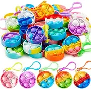 JOYIN Pop Fidget Keychain Mini Fidget Toys Bulk 30 Pack Party Favors for Kids 4-8,8-12 Years Kids, Goodie Bag Stuffers Fidgets for Classroom Prizes Sensory Fidget Toy Packs