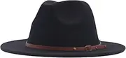 [FUDERU] Women Lady Classic Wide Brim Floppy Panama Hat Belt Buckle Vintage Fedora Hat Retro Panama Sun Hats for Women &