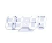 3D Digital Alarm Clock,Wall Led Number Time Clock With 3 Auto Adjust Brightness Levels,Led Electronic Clock With Snooze,White