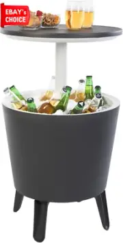 Cool Bar 30L Capacity Outdoor Table Ice Cooler Charcoal White