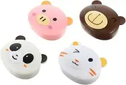 [PERSELOSO] 4pcs Cute Animal Lens Cases Portable Eye Lens Organizers for Travel Daily Use Compact Lightweight Leakproof Design for Friends and Family