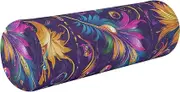 GuoChe Round Cervical Roll Bolster Pillow Mardi Gras Carnival Purple Gold Green Neck Roll Pillow Insert 5.5" x 17" Outdoor Round Pillows Pillows Cylinder Legs Support Pillow
