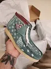 MEN CLARKS ORIGINAL WALLABEE LIMITED EDITION GREEN BRICK PAISLEY SIZE 10.5 SUEDE