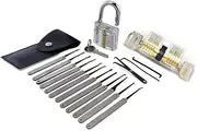 Moli 15pcs Locksmith Tool with 2pcs Transparent Lock,Great Lock Pick Set for Beginner,Transparent Lock Picking Practice Set