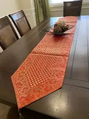 Red Table Runner Brocade 80 Inch Runner Silk Floral Party Wedding Decor Gift