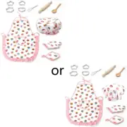 Apron Gloves Hat Set Pink Easter Halloween Child Chef Kitchen Costume Role Play