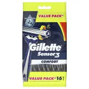Gillette Sensor3 Disposable Razors 16-Pack, ComfortGel, 3 Blades