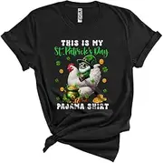 [Generic] This is My St. Patrick's Day Pajama Shirt, Lovely Gnome Riding Chicken, Gnomies Shamrocks Unisex T-Shirt