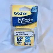 BROTHER P-touch Label M-231 Tape Black Print on White Tape - NEW