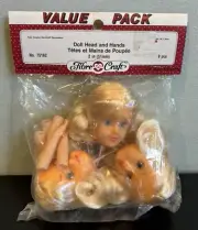 VTG Fibre Craft Blonde Hair Blue Eyes Doll Head Hands Value Pack 9 Pieces 75162