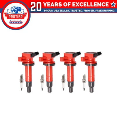 Set of 4 Ignition coil + Spark Plug Compatible with Toyota Celica Chevy Prizm (for: Toyota)