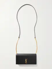 [SAINT LAURENT] SAINT LAURENT - Cassandre Strap Leather Phone Case - Black - One size One size Black