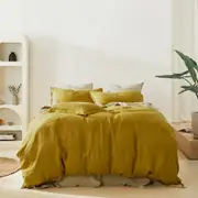 MyHouse Linen Quilt Cover 210X210cm - Honey - Queen