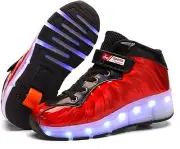 SDSPEED 7 Colors LED Rechargeable Kids Roller Skate Shoes with Single Wheel Shoe