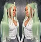 Green Straight Lace Front Human Hair Wig For Women 4x4 Lace Front Wig PrePlucked