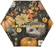 [miaozhen] custom UV 50+ umbrella auto open Personalized Scenery Animals Hedgehog Pumpkin Wildflower under sun wind and rain protection personalizable umbrellas for rain adult auto open paraguas para