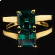 1.50Ct Octagon Shape 100% Natural Zambian Emerald Ring In 14KT Yellow Gold