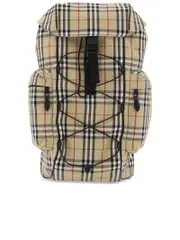 Burberry Murray backpack in technical canvas with Check pattern and leather trim