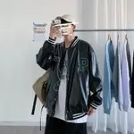 BOMBER VARSITY JACKET 中性全黑中性夾克字母刺繡街頭服飾