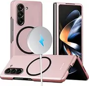 [RUNGOS] for Samsung Galaxy Z Fold 6 Case MagSafe (Bare Metal Feel) [Strong Magnetic] [Slim Fit, Ultra Light] Wireless Charging Samsung Fold 6 Case, Shockproof Cover for Galaxy Fold 6 Magnetic Case Pink