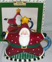 DEBBIE MUMM ~ Handpainted ~ SANTA STAR FOLKART TEAPOT