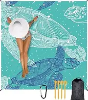 Senyango Beach Blanket Waterproof Sandproof Design with Convenient Carry Bag, Oversize 82’’x 78’’ Portable Polyester Picnic Mat for Travel Camping Hiking Durable Outdoor Mat