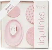 [Liquilinks] Beauty Gift Set for Face & Body - Spa Kit with Silicone Wristbands, Body Scrubber, Face Buffer & Scalp Exfoliator - Essential Skincare for Teen Girls & Women (Blush Pink)