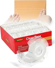 Clear Tape Rolls-12 Pack Transparent Tape Bulk with Dispensers-7/10 X 1000 Inches Glossy Office Tape for School Store