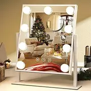 ZL ZELing Vanity Mirror with Lights,Tabletop Makeup Mirror with 9 LED Lights Smart Touch Control 3 Colors Light 360°Rotation