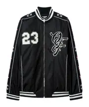 varsity-patch bomber jacket M Black