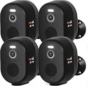 [Rraycom] 5G/2.4G WiFi Security Cameras Wireless Outdoor, 2K Battery Powered Indoor Home Security Camera, AI Motion Detection, Spotlight Siren,Color Night Vision,2-Way Talk, Work w/Alexa (Black, 4PACK)