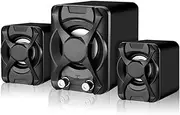 JSEIAJB AUX Wired Computer Subwoofer Speakers Bass Reinforcement Stereo 2.1 for PC Phone Loudspeaker(White-Mountain peach7)