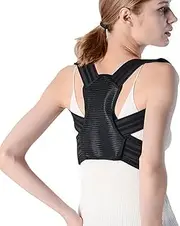 Upper Back Support Brace for Adults - Back Brace Posture Corrector for Women Men, Spine Back Straightener, Adjustable Back Shoulder Posture Corrector, Body Wellness Posture Corrector (Black, M)