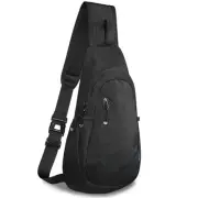 Small Sling Bag, Lightweight Crossbody Backpack for Men Women, Black/Black