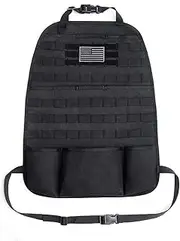 Tacticool Car Seat Back Organizer - Upgraded Tactical Molle Vehicle Panel Universal Fit Car Seat Cover Protector with Extra USA Flag Patch (Black)