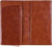 GNEGNI Leather Checkbook Cover with Built-in Divider Pen holder For Men Tan