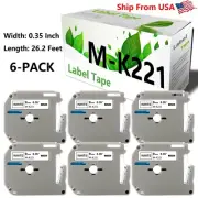 (6-Pack, 12mm) MK231S MK231 Label Tape M-K231 for PT-70BM PT-65 PT-80