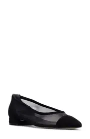 Jon Josef Ray Pointed Toe Flat in Black Suede Combo at Nordstrom, Size 5
