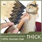 FULL THICK Russian Tape In Remy 100% Human Hair Extensions Skin Weft Glue Ombre