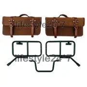 For Royal Enfield "Pannier Rails & Leather Bags Pair Brown Tan" For Himalayan (for: Royal Enfield)