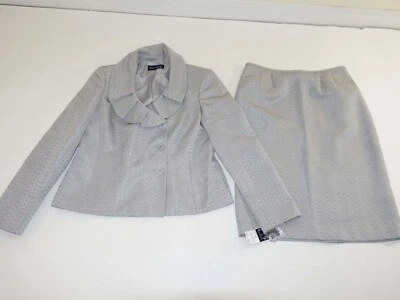 Evan Picone Women's Blazer Skirt Suit Size 8 / 10 NWT Light Gray 100% Polyester