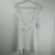 Aidan by Aidan Mattox Womens Eyelet Ruffle White Dress Size 12