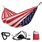 1-2People Outdoor Camping Hammock US Flag Printing Parachute Fabric Sleeping Bed