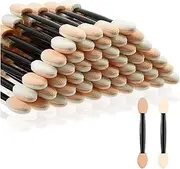 100Pcs Disposable Eyeshadow Brush, 2.44 In Black Eyeshadow Applicators Makeup Brushes, Dual Sides Eye Shadow Applicator Sticks