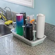 L-WASH Large Countertop Bottle Drying Rack - Ideal for Insulated Water Bottles, Drinking Glasses, Sports Bottles, Baby Bottle Drying Rack, Tumblers, Mugs, Bottle Washer