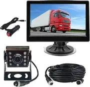 4Pin Car Backup Camera Parking Assistance System, 12V-24V 5" TFT LCD HD Color Rear View Monitor + 8 LEDs Night Vision Waterproof Reversing Reverse Camera