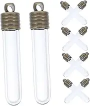 Alipis 10Pcs Clear Tube Shaped Glass Wish Bottles with Caps Mini Spell Jars for DIY Necklaces Perfume Decorations Unique Tiny Jars for Craft Projects