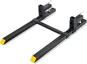VEVOR Pallet Forks, 907 kg Clamp on Pallet Forks, 1090 mm Total Length Tractor Bucket Forks with Adjustable Stabilizer bar, Heavy Duty Pallet Forks for Tractor Attachments, Skid Steer, Loader Bucket